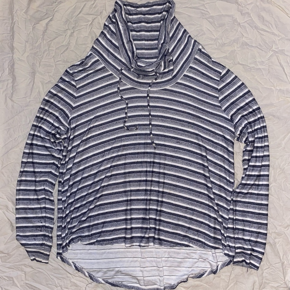Knox Rose Blue and White Striped Cowl Neck Top